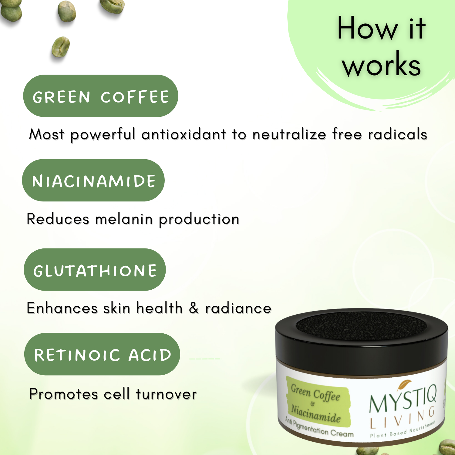 Green Coffee Blemish Clear Cream for Dark Spots and Brighten Skin - Pigmentation Removal Cream