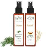 Mystiq Living Rosemary and Rice Water Hair Spray for Regrowth - Pack of 2(200 ML) | Fermented Rice Water, Steam Distilled 100% Pure and Natural Hydrosol
