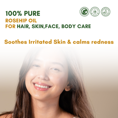Rosehip Seed Oil for Face Wrinkles, Fine Lines, Under Eye, Curly Hair | Cold Pressed, 100% Pure & Natural