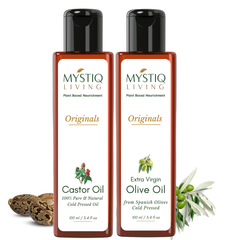 Castor Oil & Extra Virgin Olive Oil for Hair & Skin | Cold Pressed, 100% Pure & Natural