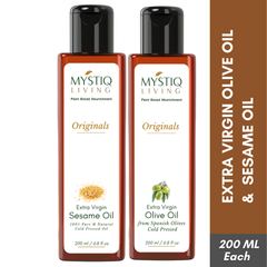Extra Virgin Olive Oil & Sesame Oil - Nourishing Combo | Cold Pressed, 100% Pure & Natural