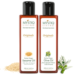 Extra Virgin Olive Oil & Sesame Oil - Nourishing Combo | Cold Pressed, 100% Pure & Natural