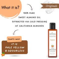 cold pressed oil extracted from california almonds