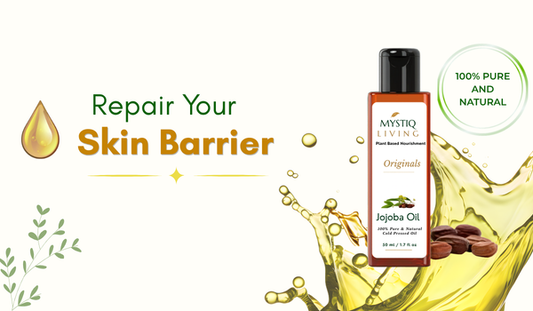 Mystiq Living Jojoba Oil for repairing the skin barrier and nourishing healthy, balanced skin naturally.