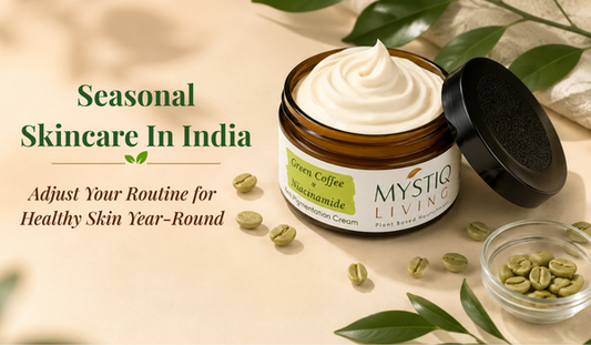 Mystiq Living Green Coffee Blemish Clear Cream for dark spots, pigmentation repair, and healthy glowing skin through every season in India