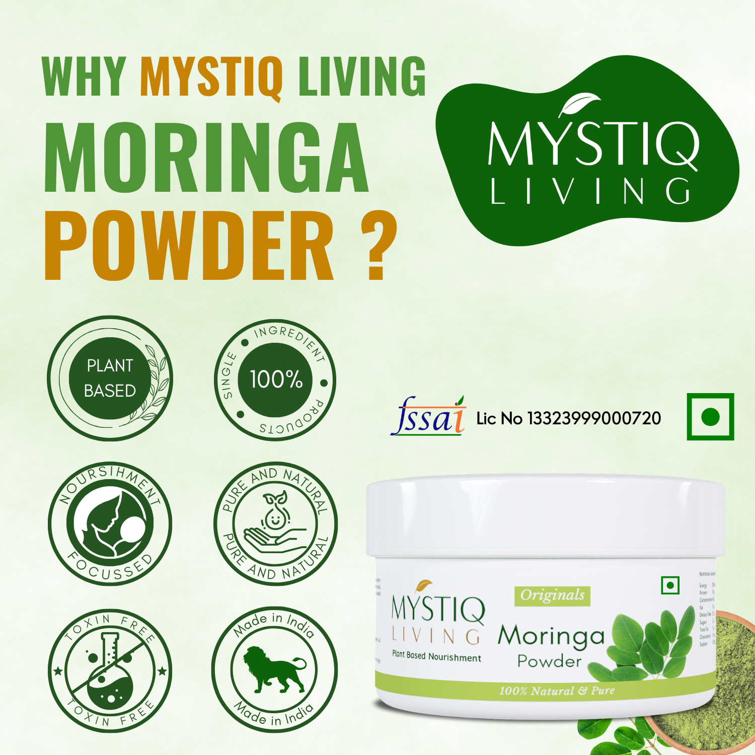 Organic Moringa Leaves Powder - 100 GM | 100% Pure & Nutrient-Rich Superfood fro Weight Loss