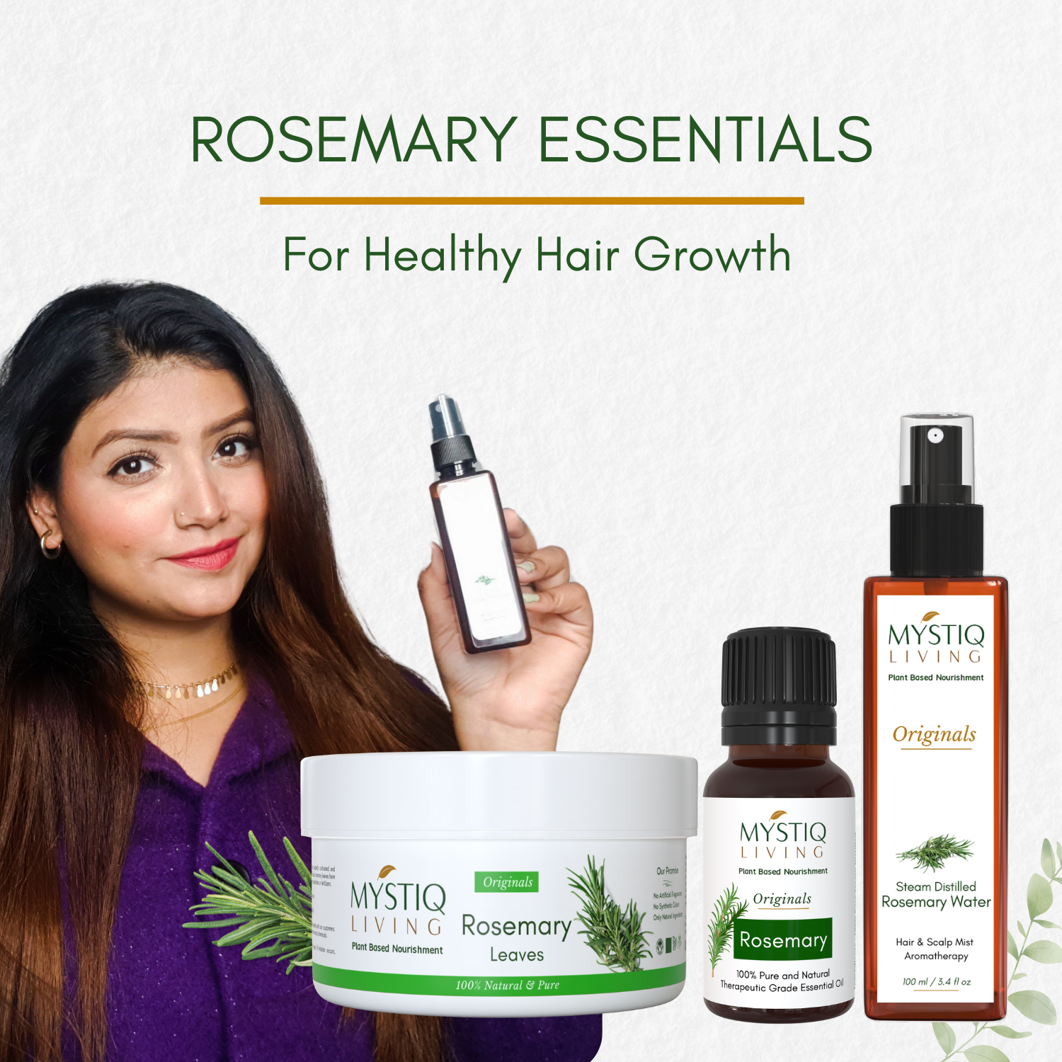 Rosemary Leaves With Spray Bottle Applicator - 70G | For Rosemary Water Spray Mist | DIY - Hair Growth Mist