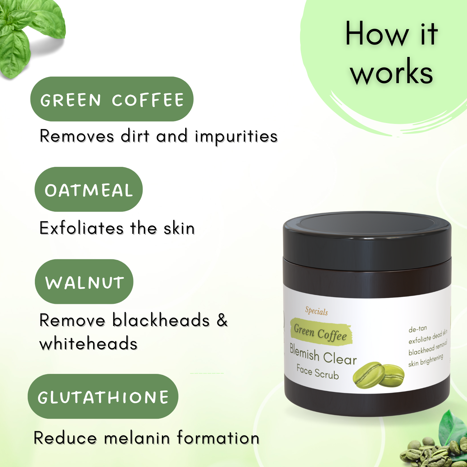 Green Coffee Blemish Clear Scrub for Men and Women | Exfoliating Scrub for Pigmentation & Dark Spots