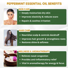 Peppermint Essential Oil for Skin, Hair, Scalp and Aromatherapy