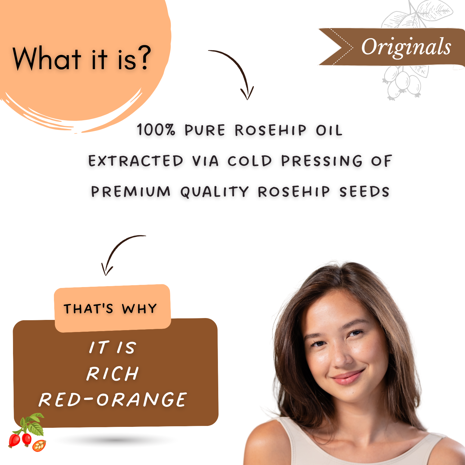 Rosehip Seed Oil for Face Wrinkles, Fine Lines, Under Eye, Curly Hair | Cold Pressed, 100% Pure & Natural