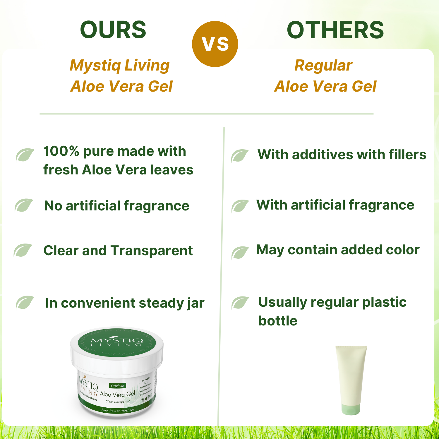 aloe vera gel comparison chart fresh vs commercial