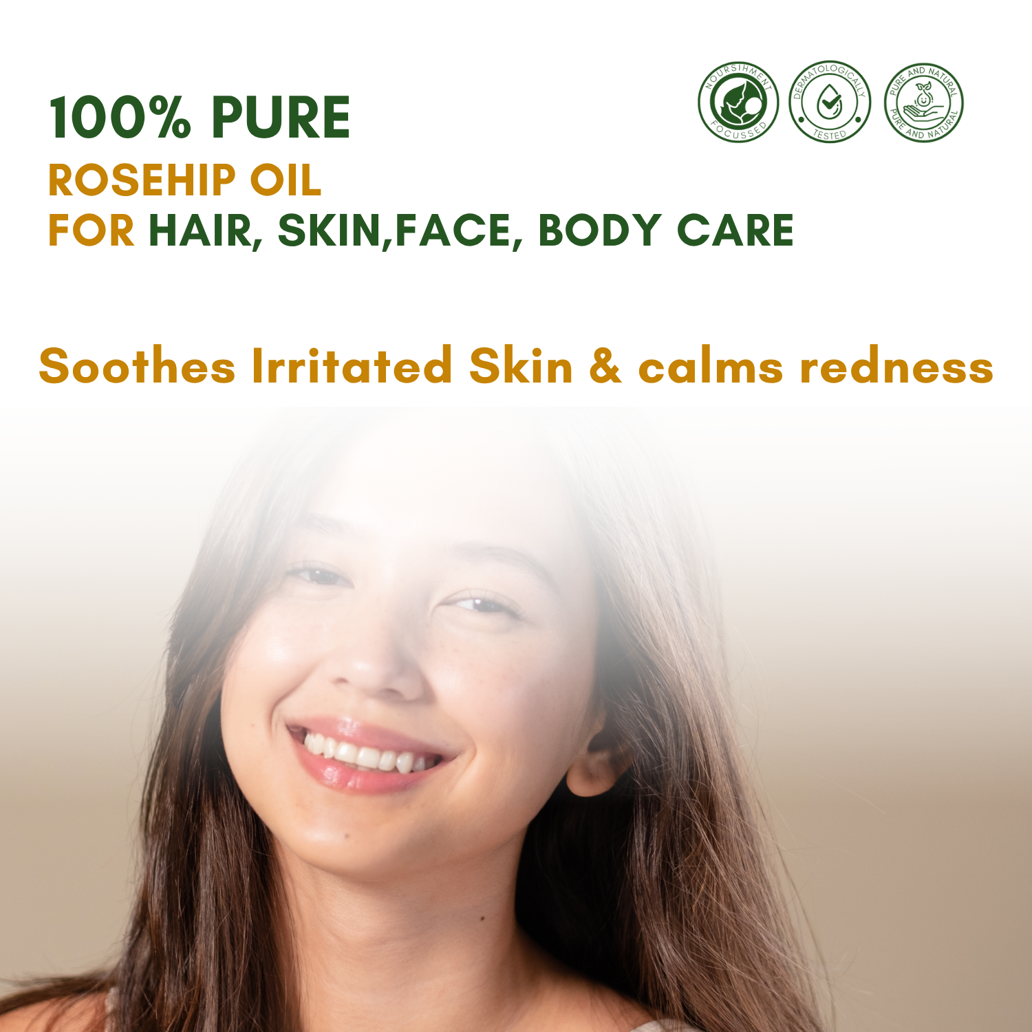 Rosehip Seed Oil for Face Wrinkles, Fine Lines, Under Eye, Curly Hair | Cold Pressed, 100% Pure & Natural