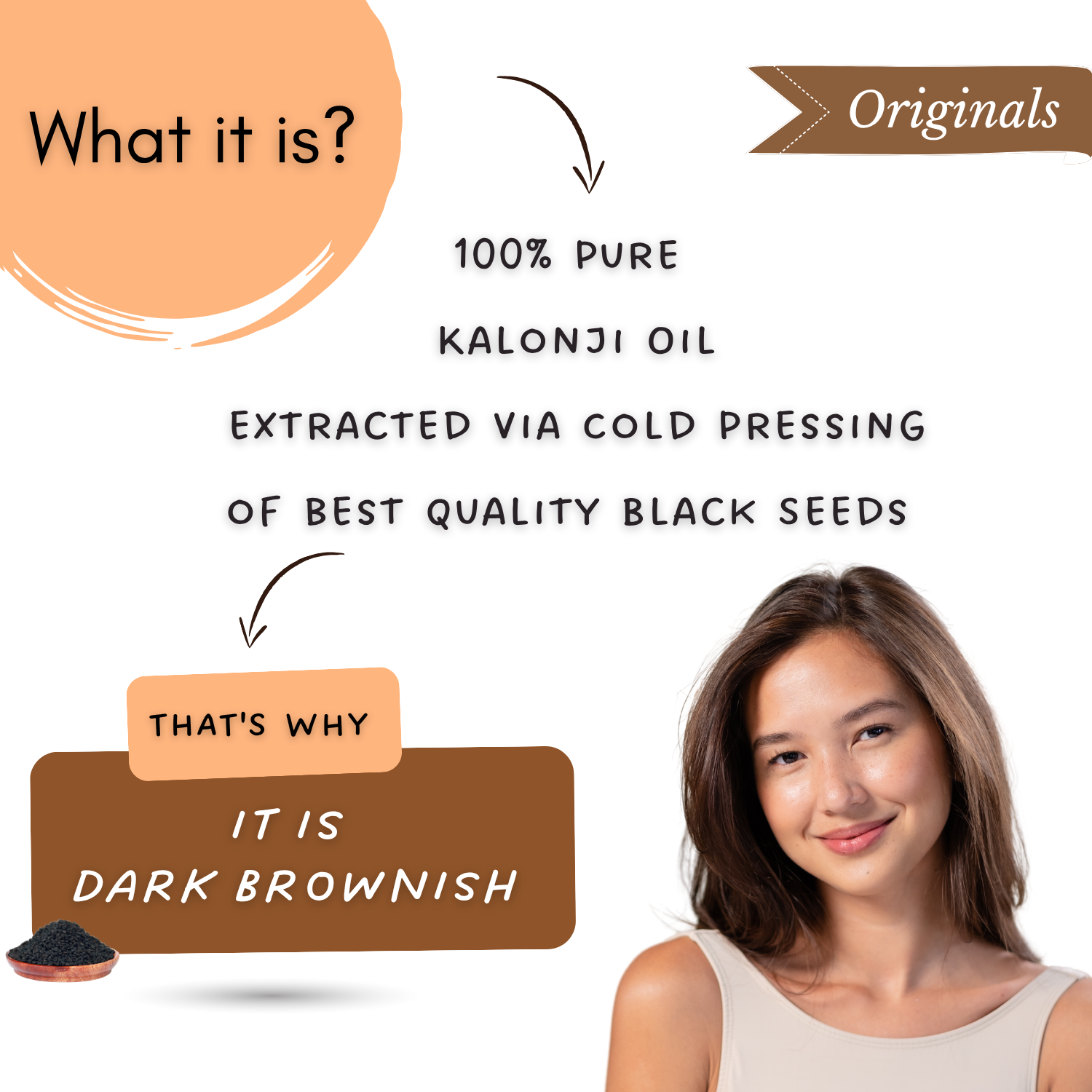 Kalonji Oil for Healthy Hair and Skin, Prevents Greying, Itchy Scalp | Cold Pressed, 100% Pure & Natural