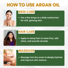 Moroccan Argan oil for Dry and Frizz Hair, Promotes Beard Growth | Cold Pressed, 100% Pure & Natural