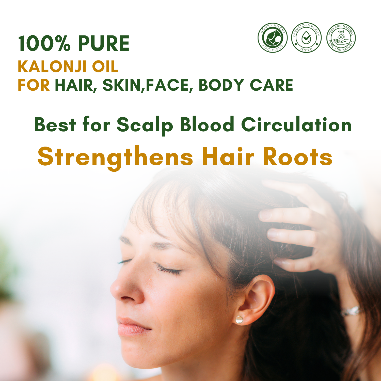 Kalonji Oil for Healthy Hair and Skin, Prevents Greying, Itchy Scalp | Cold Pressed, 100% Pure & Natural