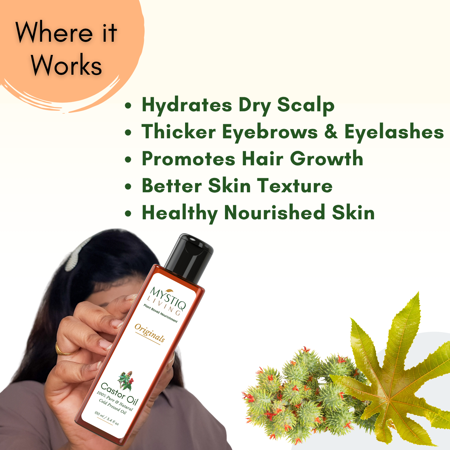 Castor Oil for Hair Growth, Nourishment of Skin | Cold Pressed, 100% Pure & Natural