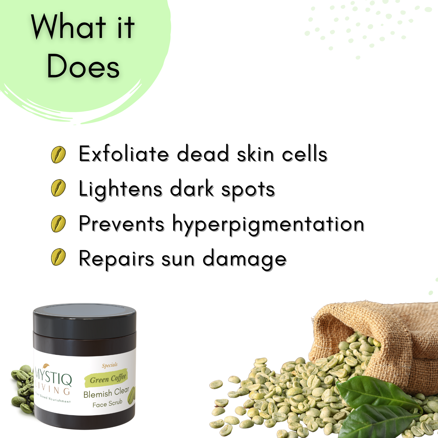 Green Coffee Blemish Clear Scrub for Men and Women | Exfoliating Scrub for Pigmentation & Dark Spots