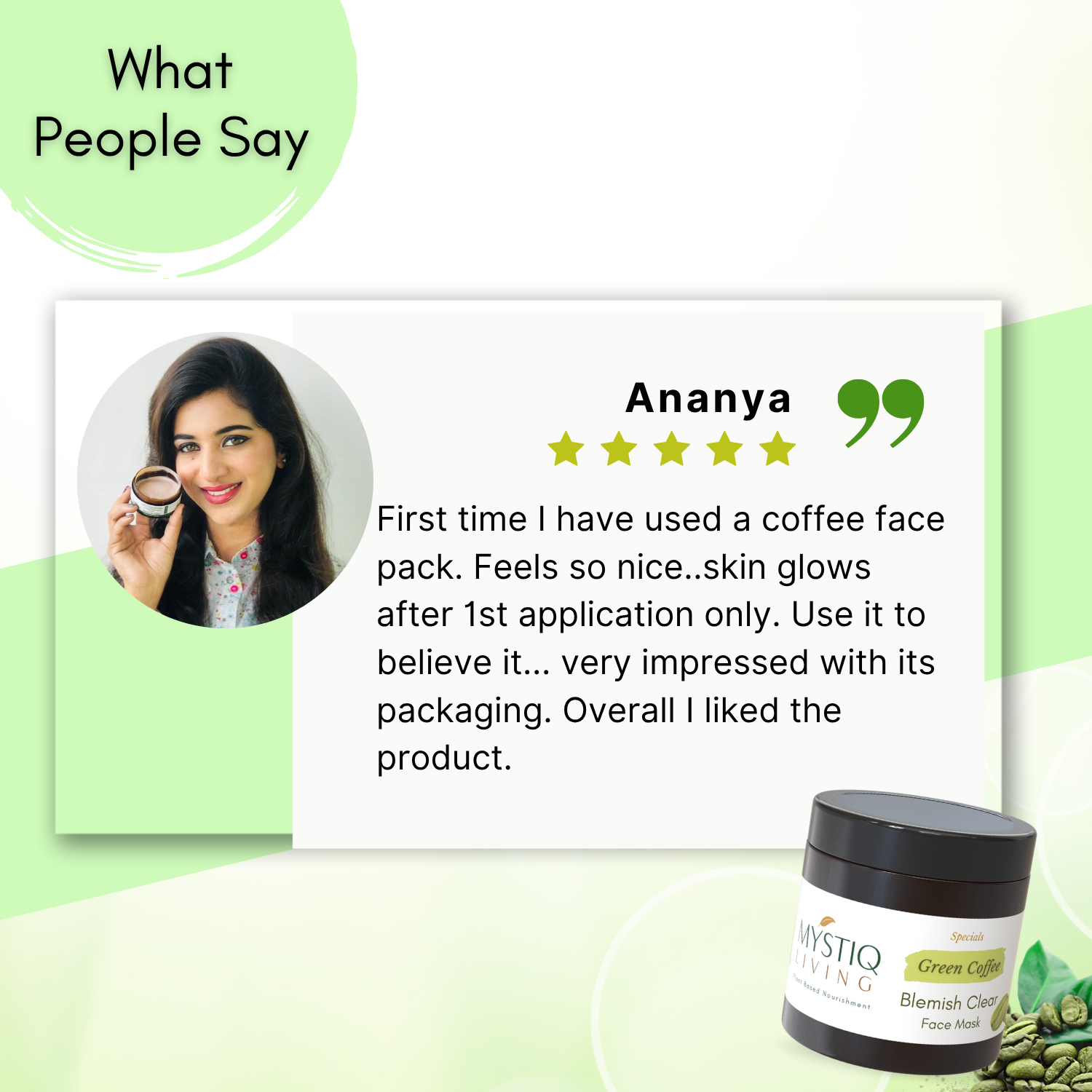 Green Coffee Blemish Clear Face Pack/Mask for Brightening, Tan Removal and Glowing Skin