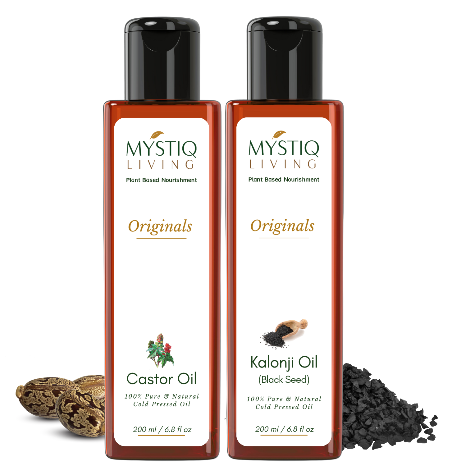 Castor Oil & Kalonji Oil -Nourishing Combo | Cold Pressed, 100% Pure & Natural