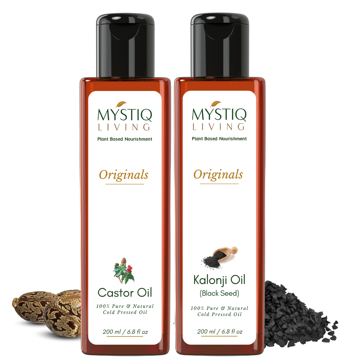 Castor Oil & Kalonji Oil -Nourishing Combo | Cold Pressed, 100% Pure & Natural