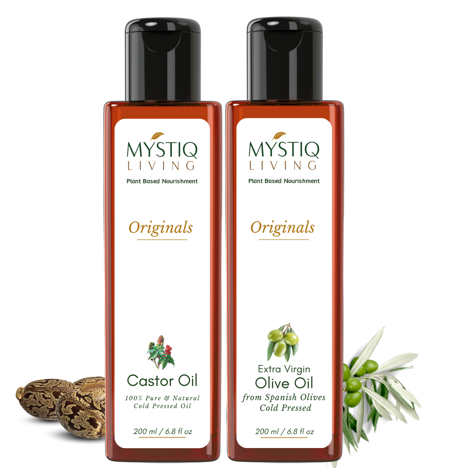 Castor Oil & Extra Virgin Olive Oil for Hair & Skin | Cold Pressed, 100% Pure & Natural