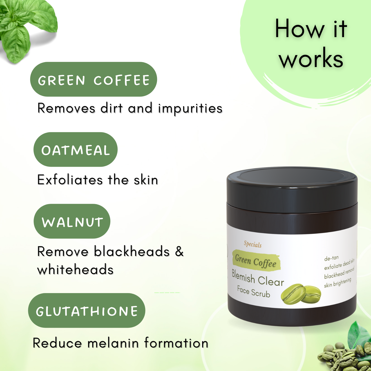 Green Coffee Blemish Clear Scrub for Men and Women | Exfoliating Scrub for Pigmentation & Dark Spots