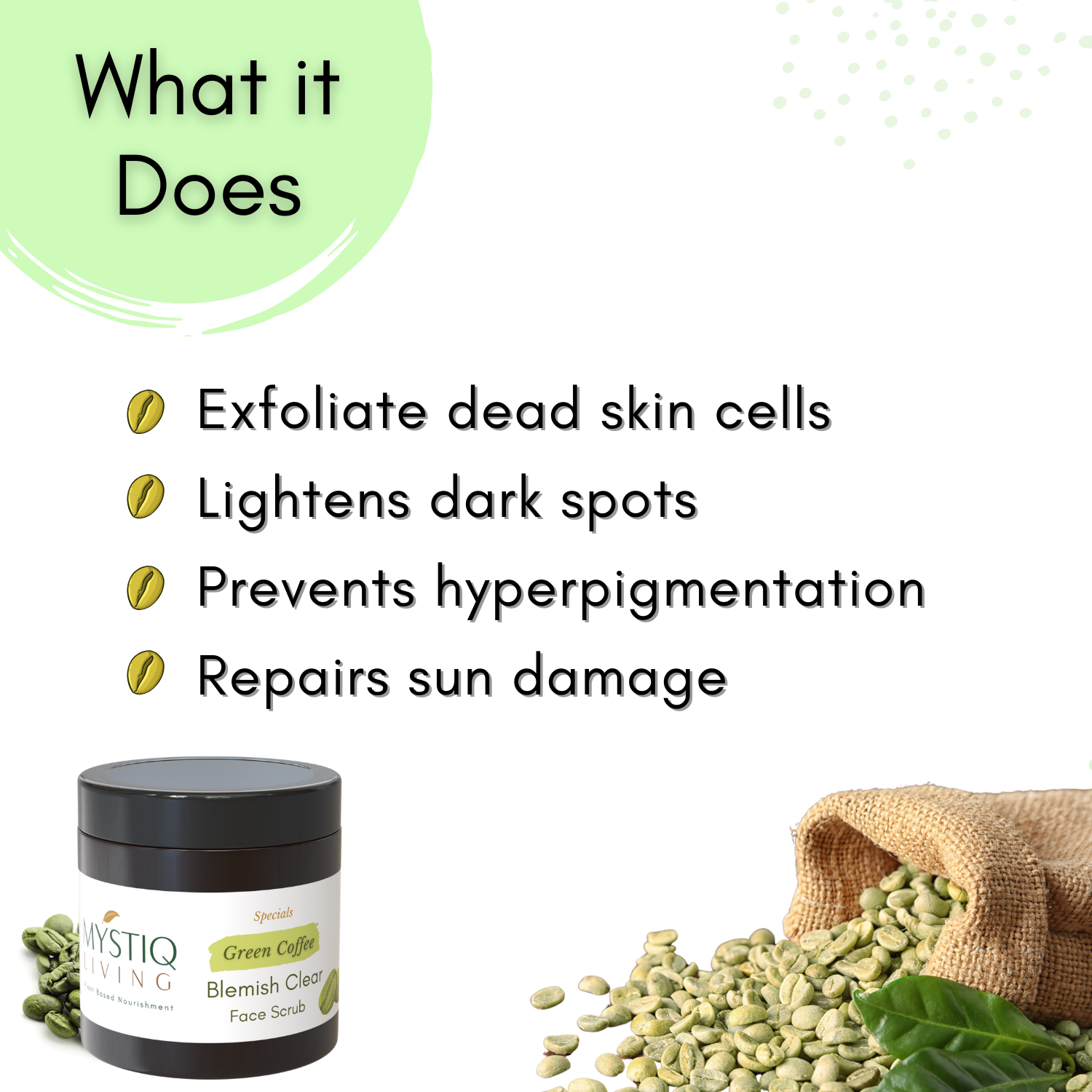 Green Coffee Blemish Clear Scrub for Men and Women | Exfoliating Scrub for Pigmentation & Dark Spots