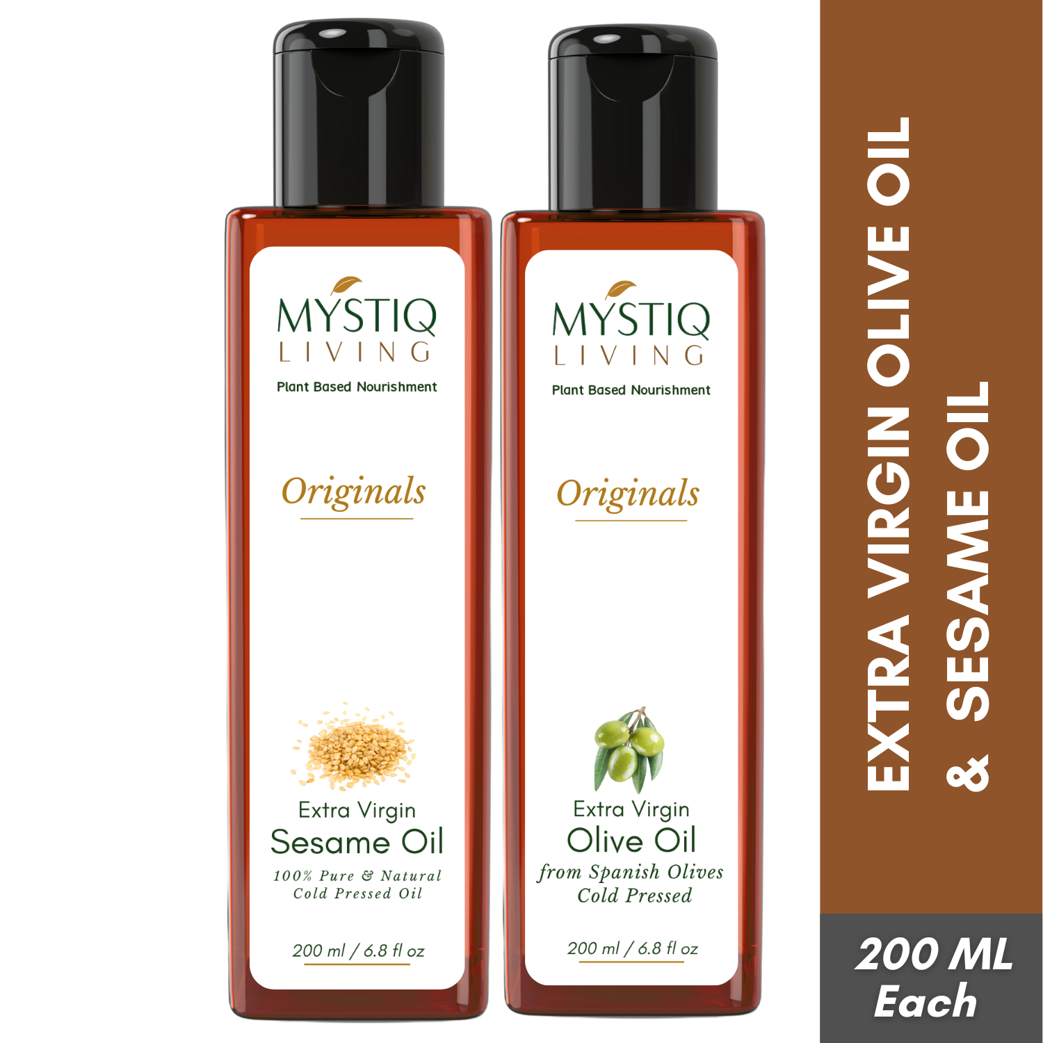 Extra Virgin Olive Oil & Sesame Oil - Nourishing Combo | Cold Pressed, 100% Pure & Natural