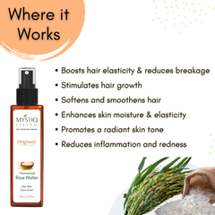 Fermented Rice Water Toner Spray for Glass Skin, Smooth Hair