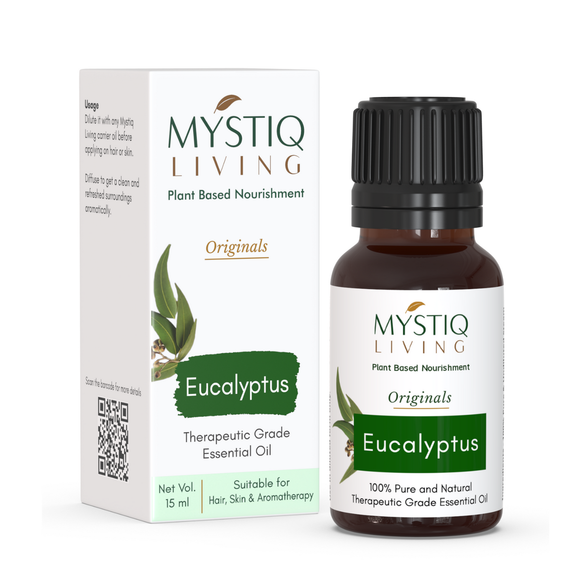 Eucalyptus Essential Oil | Pure, Natural and undiluted for face, hair and diffuser - Mystiq Living