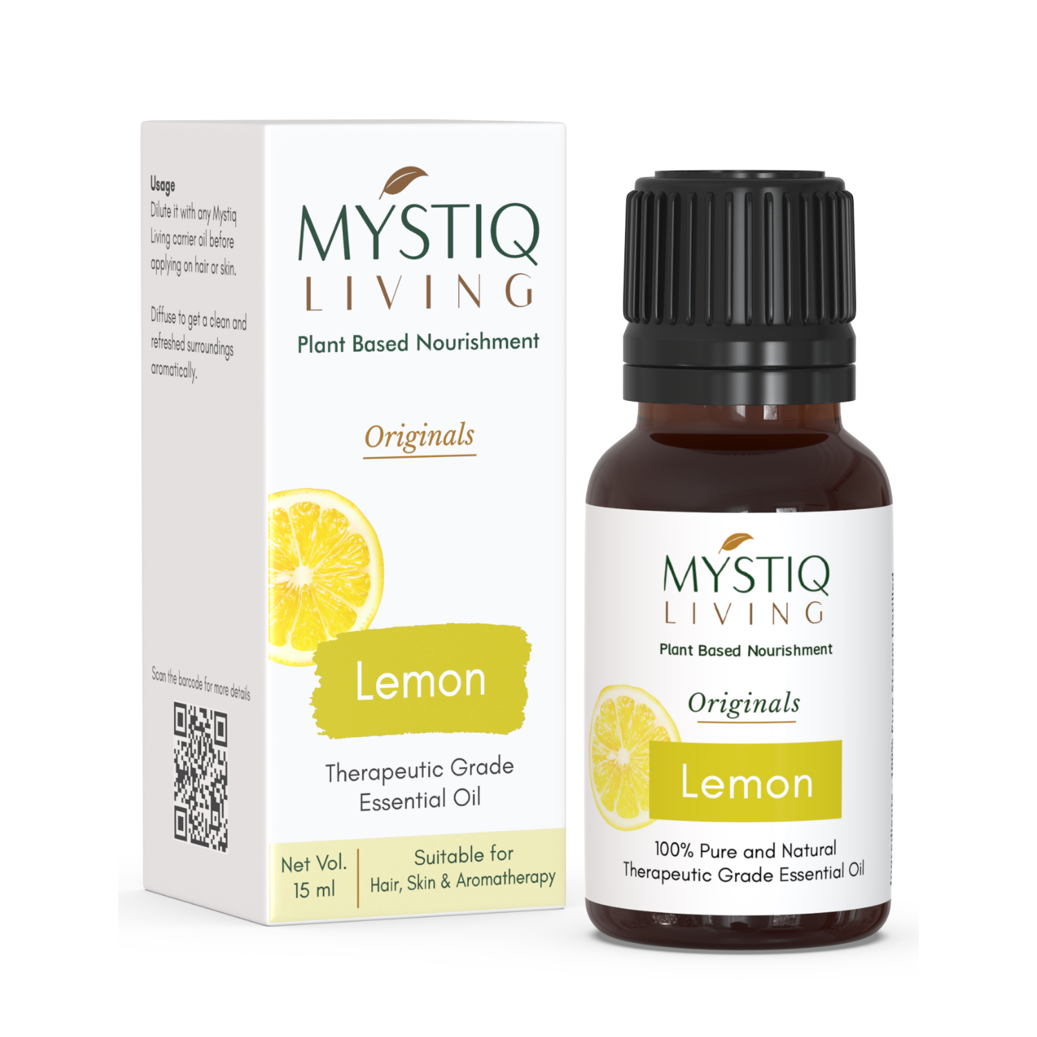 Lemon Essential Oil | Pure and Undiluted Oil for Hair Dandruff and Skin Lightening - Mystiq Living