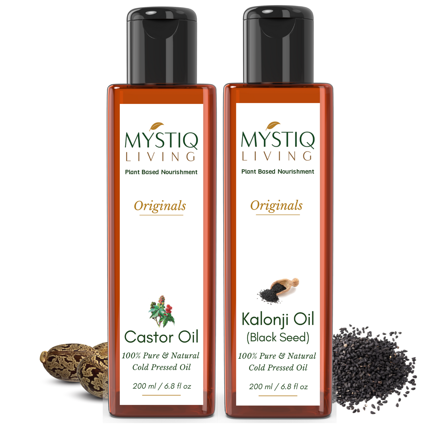 Combo - Kalonji Oil (Onion Black Seed) & Castor Oil - Mystiq Living